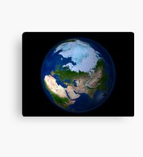 Full Earth showing the Arctic region. Canvas Print