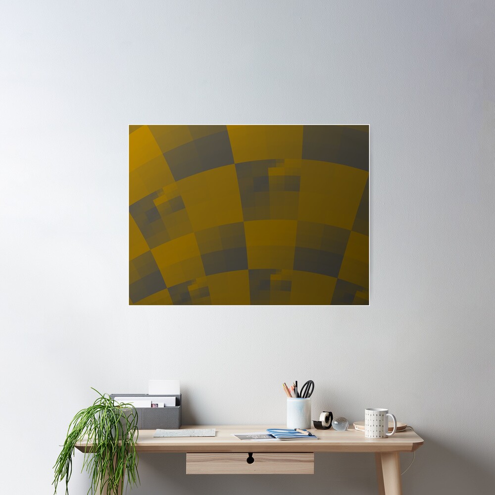 Squares Abstract Pattern Brown Poster