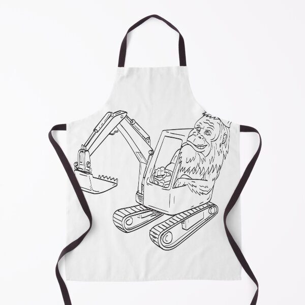Item preview, Sasquatch or Bigfoot Wearing Hardhat Driving a Mechanical Digger Excavator Line Art Drawing Illustration designed and sold by patrimonio.