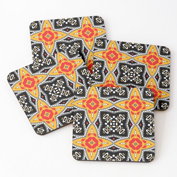 Item preview, Red Gold and Black Geometric Arabesque designed and sold by AntiqueImages.