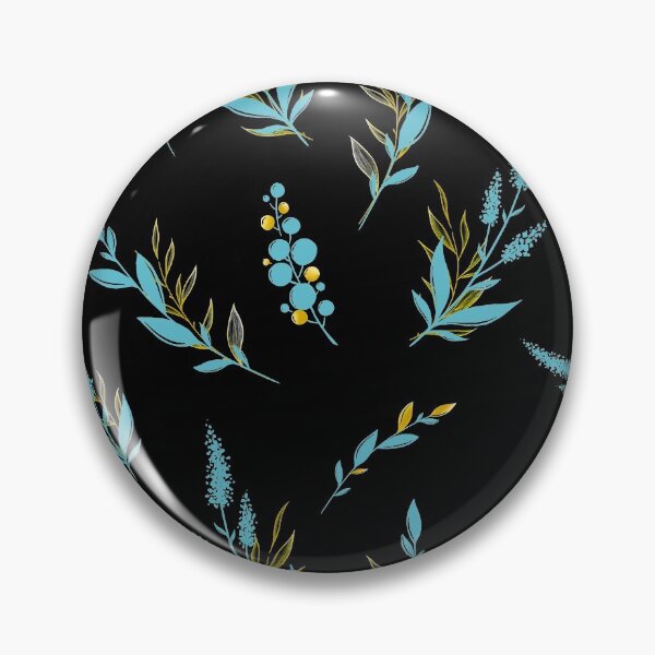 Item preview, patrón hermoso delicado azul de hojas doradas y flores designed and sold by IriSev.