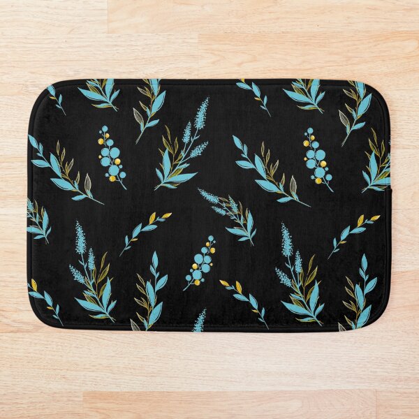 Item preview, blue delicate beautiful pattern of golden leaves and flowers designed and sold by IriSev.
