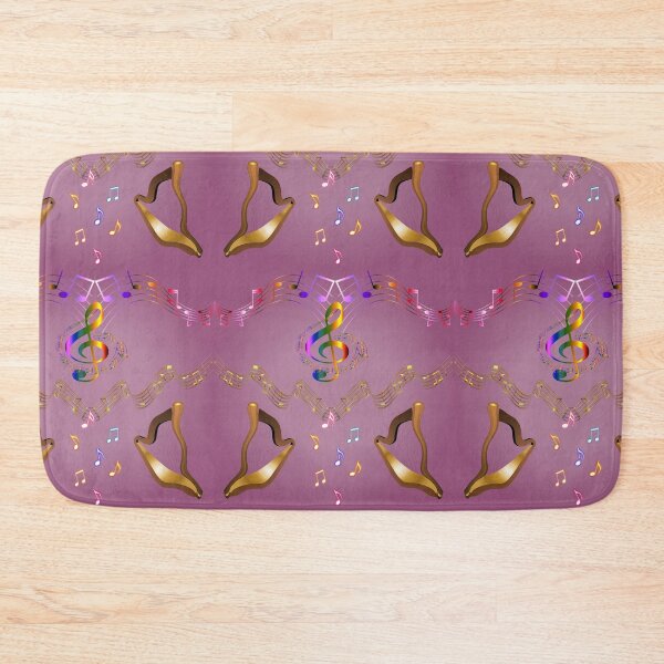 Item preview, Golden Musical Harps - Deep Rose Pink Background designed and sold by Only1helen.