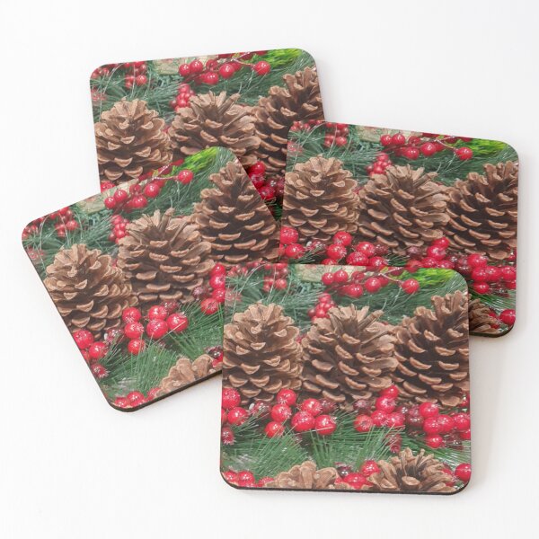 Item preview, Red Berries Pine Cones Regae designed and sold by lotusbud.