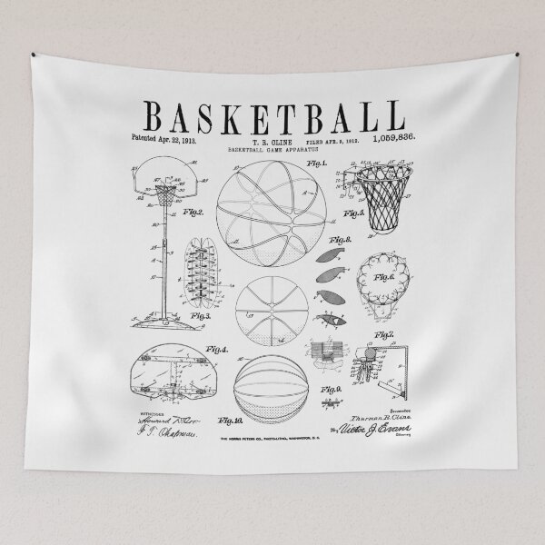 Artikelvorschau, Basketball-alte Vintage-Patent-Zeichnung Druck entworfen und verkauft von GrandeDuc.