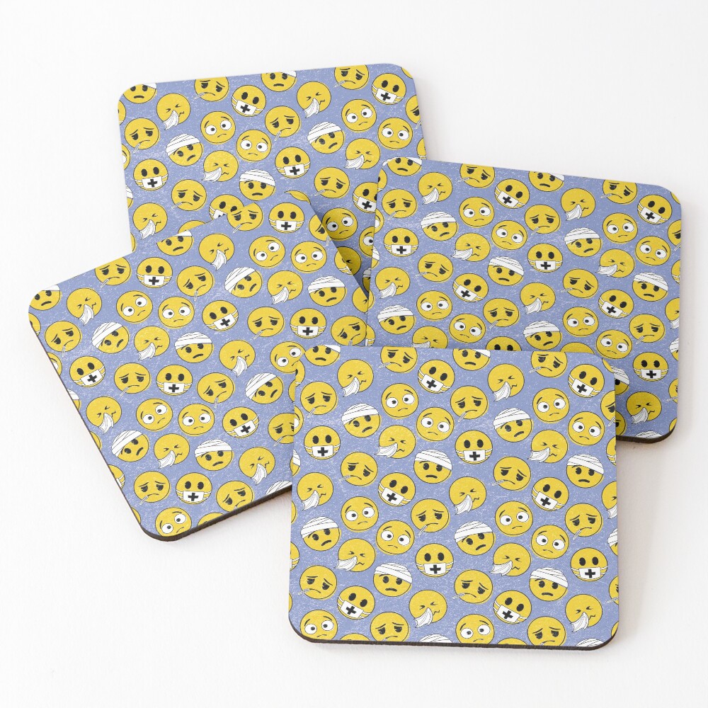 I need a doctor, emoji pattern Coasters (Set of 4)