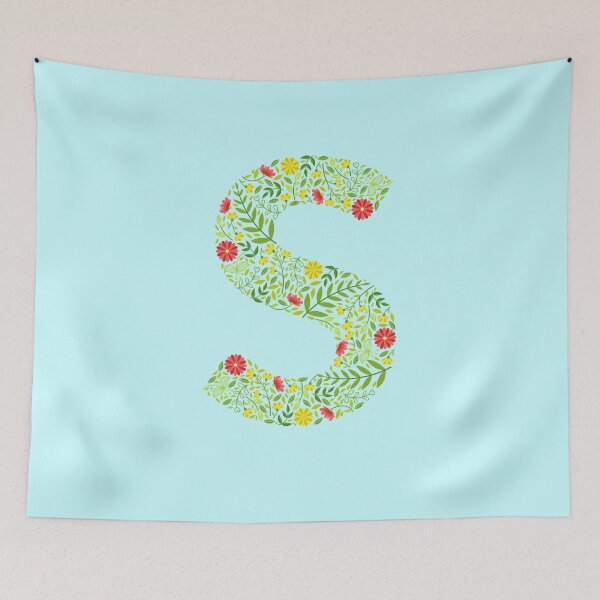 Item preview, Floral Letter S Monogram personalized name print  designed and sold by melbournegirl.