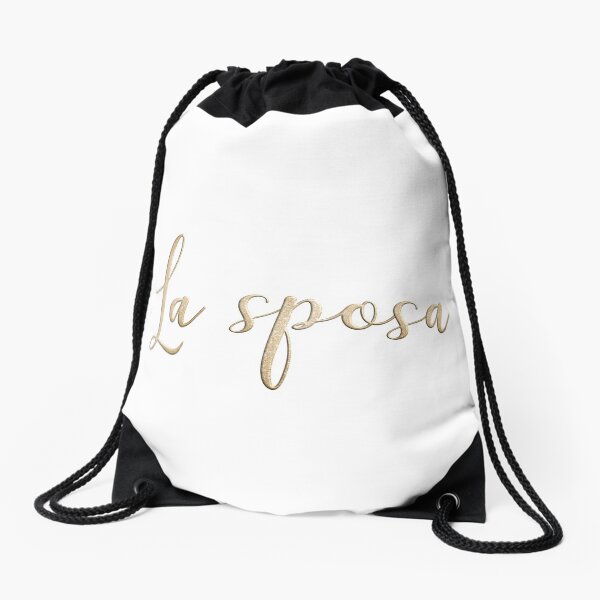 La sposa Gold Lettering Drawstring Bag