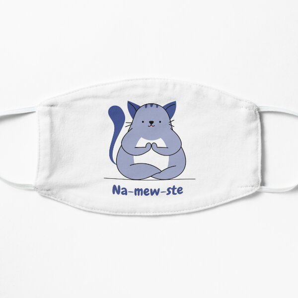 Cat yoga pose namaste Flat Mask
