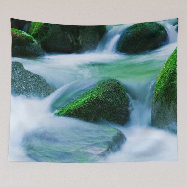 Item preview, Peaceful, serene, mountain stream flowing gently over mossy green rocks. designed and sold by JellyBeenzz.