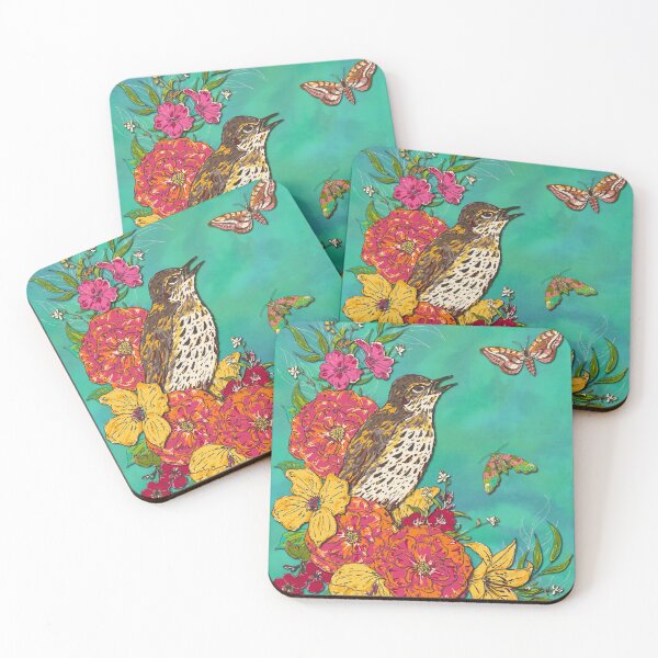 Item preview, Floral Song Thrush designed and sold by lottibrown.