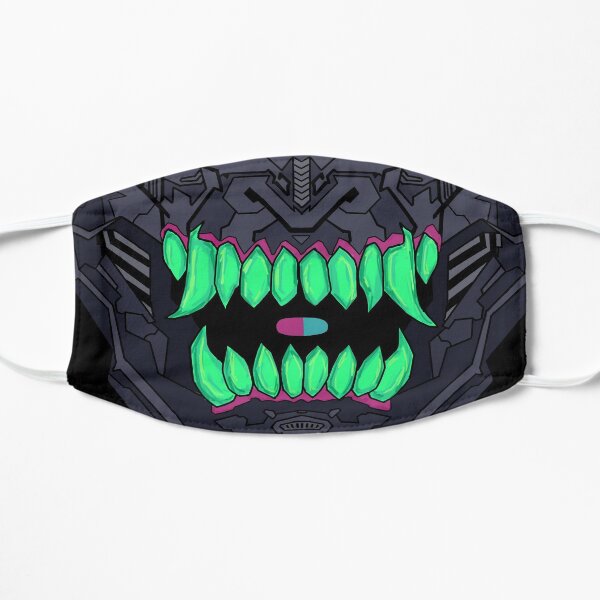 japanese cyberpunk demon mask Flat Mask