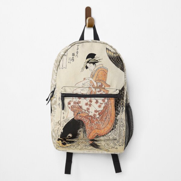 Item preview, IMMORTAL QIN GAO RIDING A KOI FISH Antique Japanese Woodcut designed and sold by BulganLumini.
