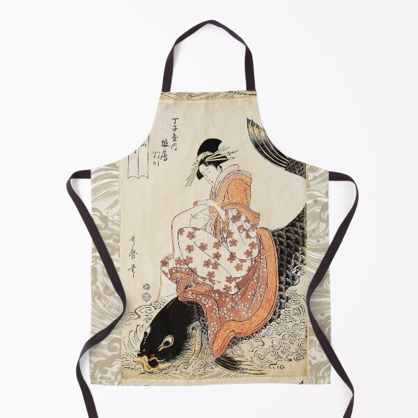 Item preview, IMMORTAL QIN GAO RIDING A KOI FISH Antique Japanese Woodcut designed and sold by BulganLumini.