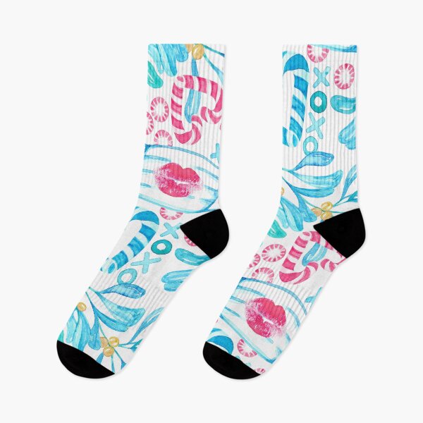 Item preview, Kissmass 2020 - Minty fresh kisses under the mistletoe, a hand-painted watercolor pattern designed and sold by Perrin Le Feuvre.