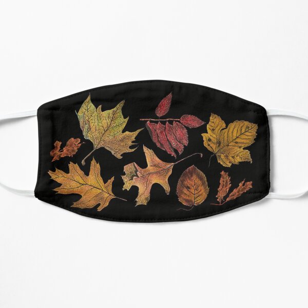 Watercolour autumn leaves on dark background Mask