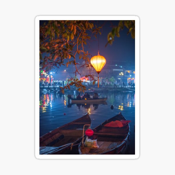 boats and a lantaren Sticker