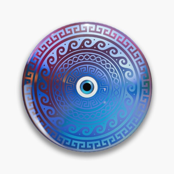 Item preview, Mati Evil Eye Colorful Purple Blue Greek Key Patterns designed and sold by Yiorgos Designs.