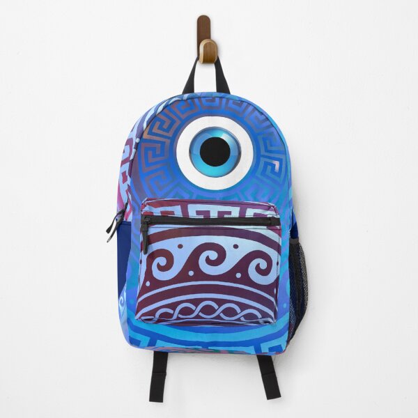 Item preview, Mati Evil Eye Colorful Purple Blue Greek Key Patterns designed and sold by Yiorgos Designs.
