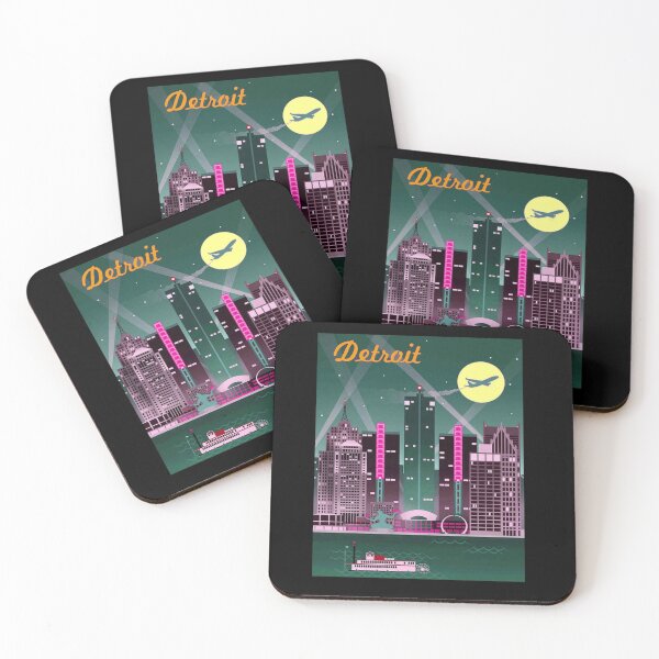 Item preview, DETROIT : Vintage Skyline Advertising Print designed and sold by posterbobs.