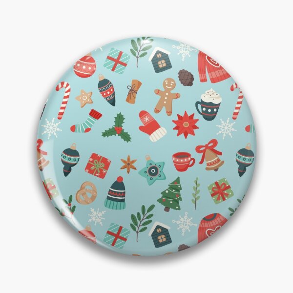 Item preview, Cute winter christmas elements pattern with gingerbread cookie, decorations, sweaters, cups, candy cane designed and sold by biscottodesign.