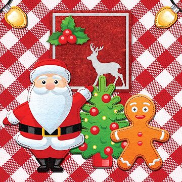 Artwork thumbnail, Fantastic Christmas Holiday Design with Santa and Gingerbread by White Wood Studio