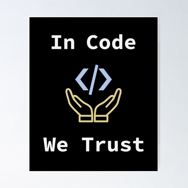Artikel-Vorschau von In Code, dem wir vertrauen, Quellcode, Software Engineer, Informatik, Webcode, Web, WWW, Programmierhumor, HTML-Tag, designt und verkauft von Max-Wear.