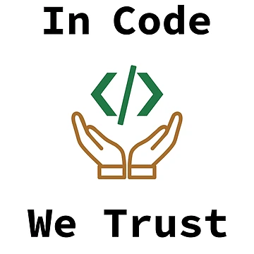 Artwork thumbnail, In Code We Trust, Source Code, Software Engineer, Computer Science, Web Code, Web, WWW, Programming Humor, HTML Tag, Dark Text by Max-Wear