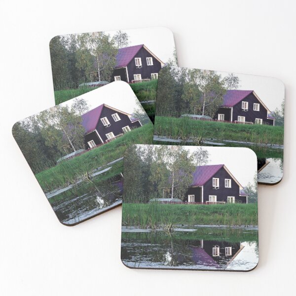 Item preview, House by the lake with a purple roof landscape designed and sold by ibwr1.
