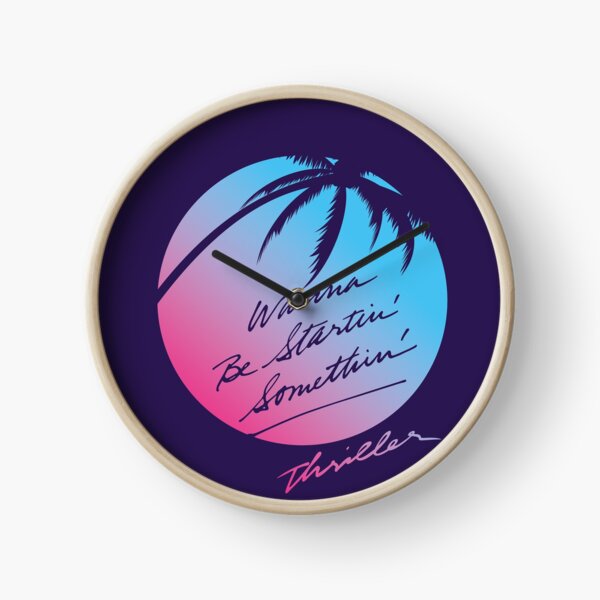 WANNA BE STARTIN' SOMETHIN' tropical palm tree (Michael Jackson - Thriller) Clock