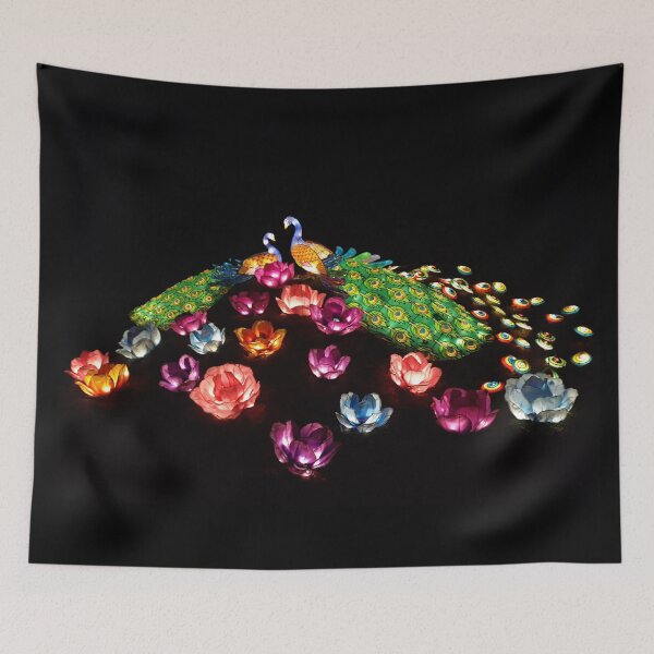 Item preview, Romantic peacocks in colourful flowers designed and sold by Kaullo.