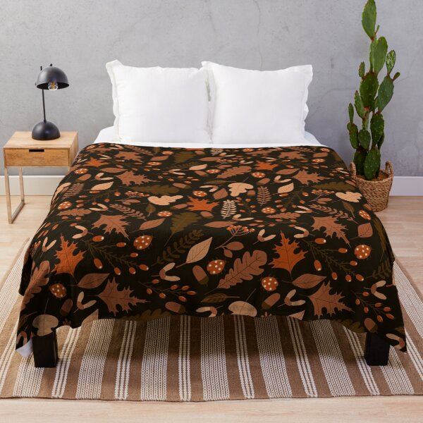 Item preview, Autumn Leaves and Ladybugs Pattern Dark designed and sold by space-kitten.