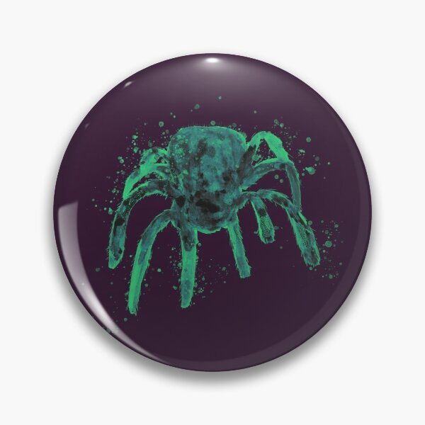 Item preview, grange blue-green spider on eggplant background, with splashes of paint designed and sold by panyulia21.