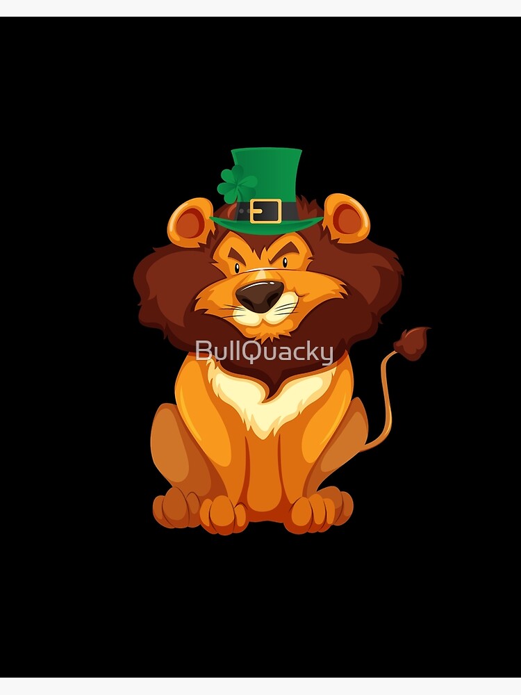 Cute Lion Wearing A Lucky Leprechaun Hat 4 Leaf Clover Funny Cute Cartoon Animal Illustration Drawing Saint Patrick S Day Holiday Great Gift Art Board Print By Bullquacky Redbubble