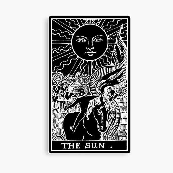 Impression Sur Toile Xix La Carte De Tarot Du Soleil Noir Et Blanc Par Wildtribe Redbubble