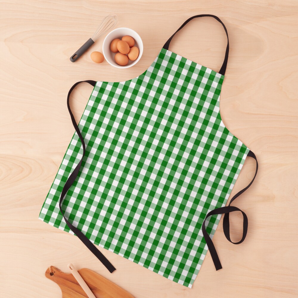 Christmas Green Gingham Check Apron