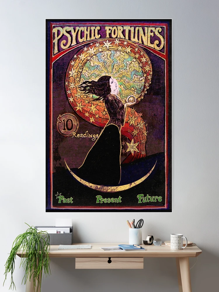 Psychic Fortunes Print 12x18 Art Nouveau Psychedelic Gypsy hot Circus Poster