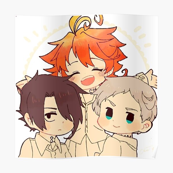 the promised neverland  cute ray emma et norman" poster