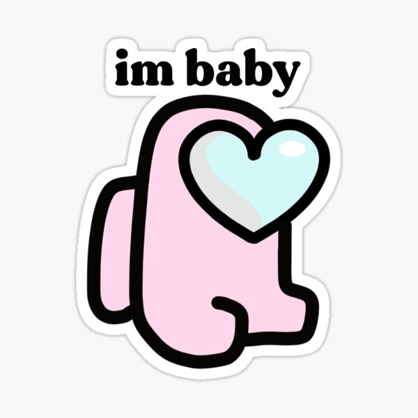 Among Us Heart Baby Crewmate Pink Sticker By Ghostlonging Redbubble
