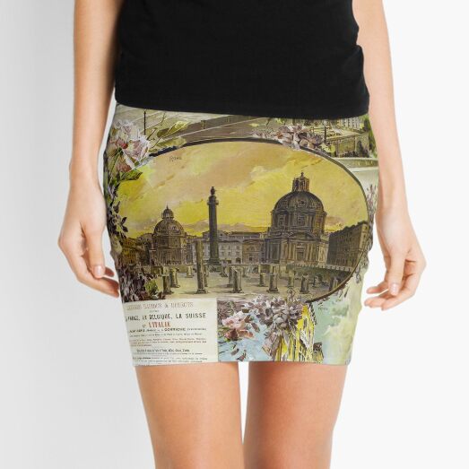 Italy France Vintage Railroad Travel Poster 1897 Mini Skirt
