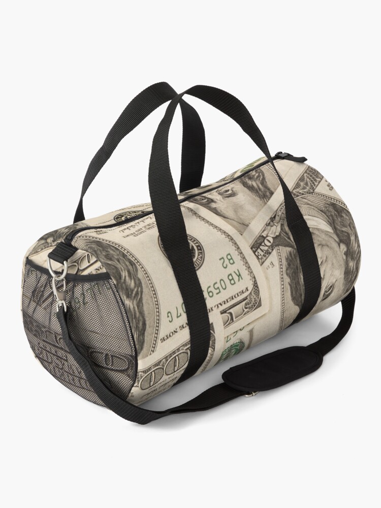 Alternate view of One hundred dollar bills American currency bank notes Duffle Bag