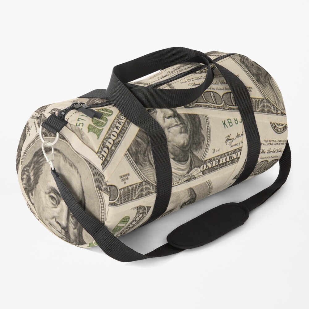 One hundred dollar bills American currency bank notes Duffle Bag