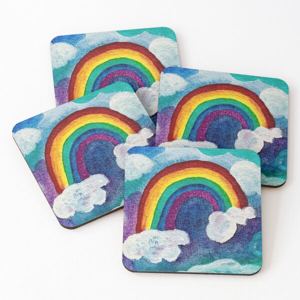 Item preview, Rainbow on a cloudy green sky designed and sold by raffaela-art.