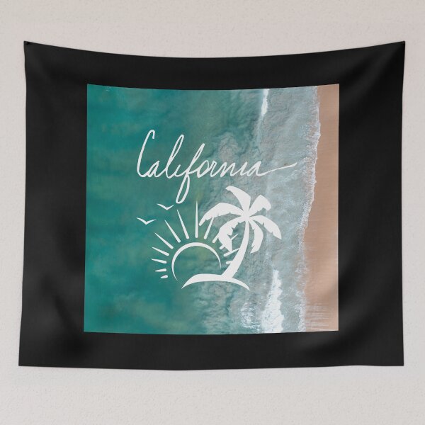 Item preview, Graphic Text Design With Beach Sun and Palm Trees Road Trip Travel California West Coast Hwy 1 Big Sur Text Photo Ocean Coast Drone Picture designed and sold by fineartprints1.