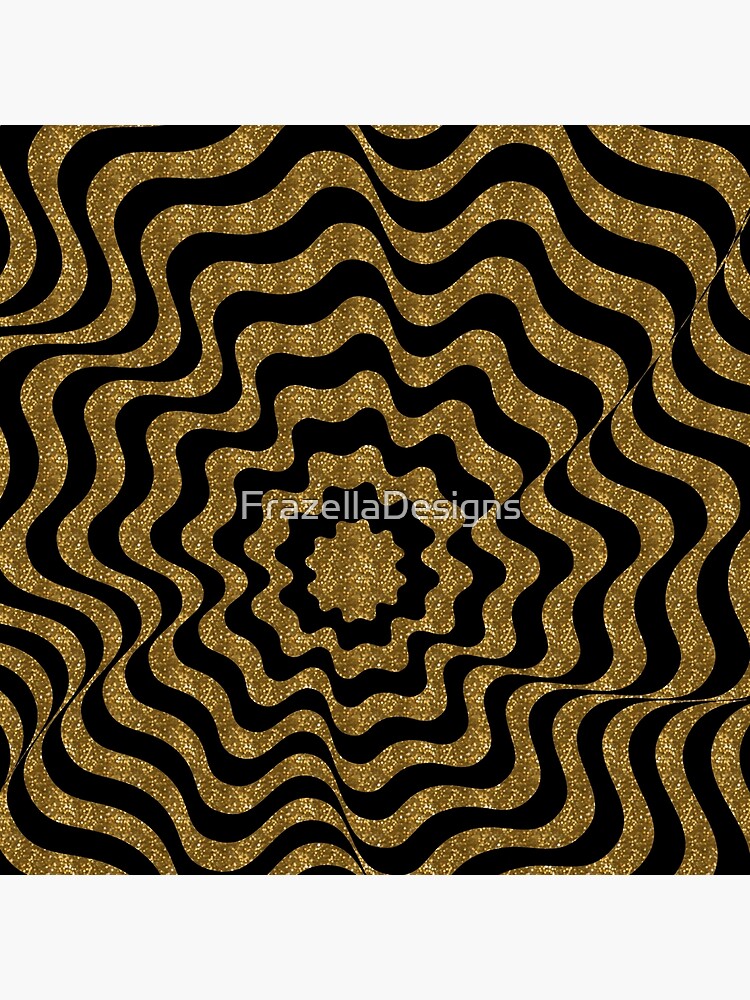 "Glitter Bomb Black and Gold Op Art Ripple Pattern" Poster for Sale by