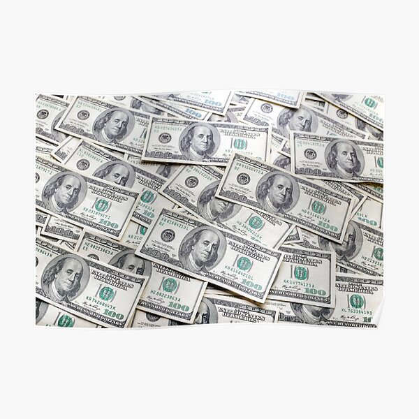 One hundred dollar bills American currency bank notes Poster