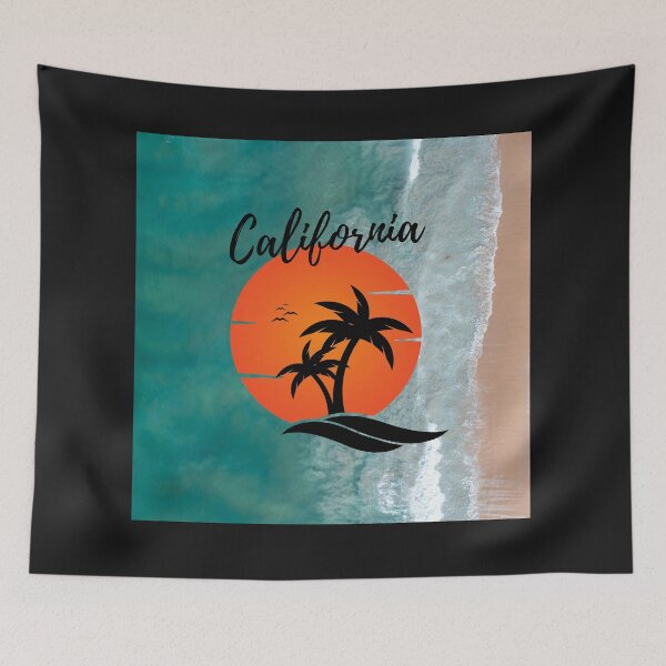 Item preview, Graphic Text Design With Beach Sun and Palm Trees Road Trip Travel California West Coast Hwy 1 Big Sur Text Photo Ocean Coast Drone Picture Version 3 designed and sold by fineartprints1.