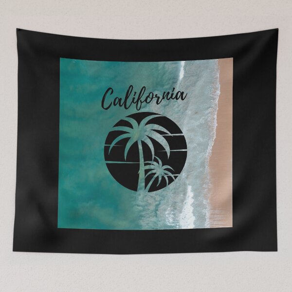 Item preview, Graphic Text Design With Beach Sun and Palm Trees Road Trip Travel California West Coast Hwy 1 Big Sur Text Photo Ocean Coast Drone Picture Version 4 designed and sold by fineartprints1.