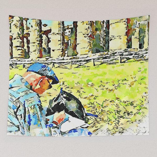 Item preview, Paestum: old man sitting drawing in front of a temple designed and sold by Giuseppe Cocco.