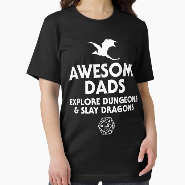 Mens Awesome Dads Explore Dungeons And Slay Dragons Rpg Nerdy Dad T-Shirt